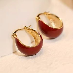 Red Elegant Stylish Retro Earrings Enamel Ear Buckles Niche Design Unique